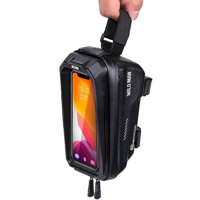 WILD MAN MS66 1.2L EVA Hard Shell Bicycle Front Beam Bag Cycling Touch Screen Phone Bag