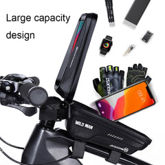 WILD MAN MS66 1.2L EVA Hard Shell Bicycle Front Beam Bag Cycling Touch Screen Phone Bag, MS66