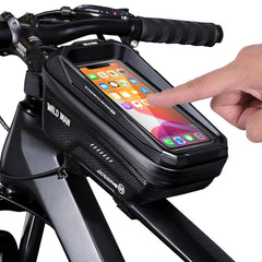 WILD MAN MS66 1.2L EVA Hard Shell Bicycle Front Beam Bag Cycling Touch Screen Phone Bag, MS66