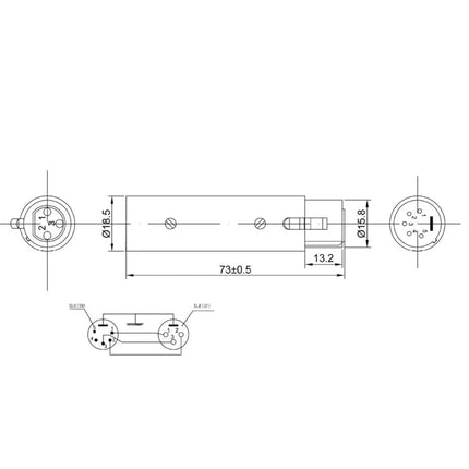 Zinc Alloy Shell Large 3Pin Female XLR to 5Pin XLR Male DMX Signal Lamp XLR Adapter