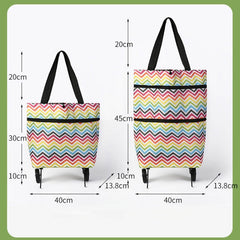 2 In 1  Oxford Cloth Shopping Bag Foldable Shopping Trolley Cart