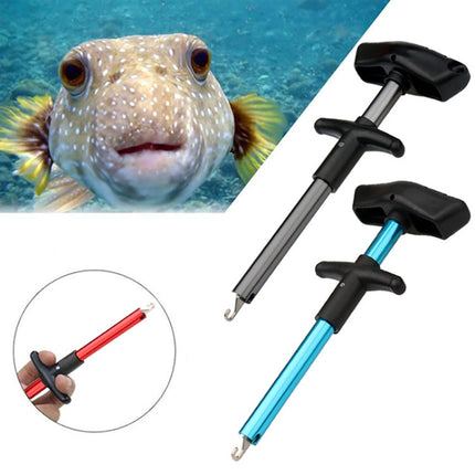 Aluminum Alloy Decoupler T-Shaped Fish Hook Remover Sea Fishing Equipment 24 X 7.5cm, Blue, Gray+Spring Rope
