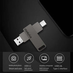 Lenovo Thinkplus MU110 USB3.2+Type-C Dual Interface Rotation Flash Drive, 32GB, 64GB, 128GB, 256GB, 512GB