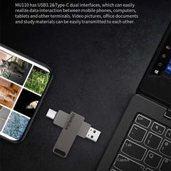 Lenovo Thinkplus MU110 USB3.2+Type-C Dual Interface Rotation Flash Drive, 32GB, 64GB, 128GB, 256GB, 512GB