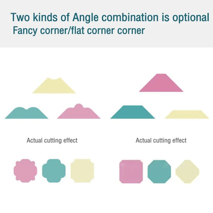 3 In 1 Fancy Corner Cutter Multi-angle Corner Cutter Chamfering Embosser, Flat Corner (Pink), Beauty Corner (Purple), Round Corner (Green), Round Corner (Blue)