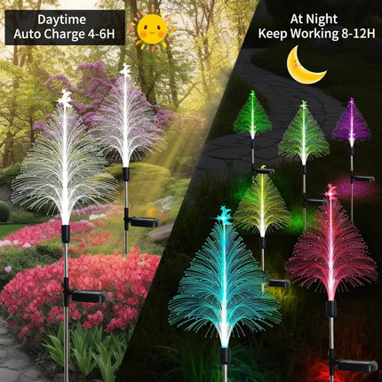 Christmas Tree Solar Light Outdoor Atmosphere Lighting Outdoor Waterproof Glowing Festival Decorative Lamp, Star Moon Transparent