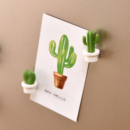 6pcs /Set Cactus Fridge Stickers Greenery Message Magnetic Cartoon Stickers