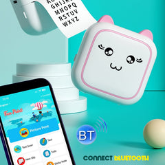M5 Mini Cartoon Portable Bluetooth Printer Photo Thermal Printer, Blue, Pink