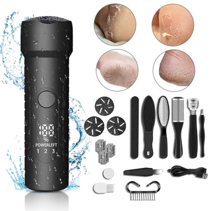 Electric Foot File Pedicure Kit Waterproof Feet Callus Remover, White, Kit 1 White, Kit 2  White, Matte Black, Kit 1 Black, Kit 2  Black