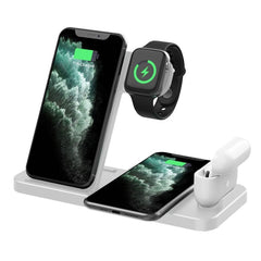 4-in-1 Foldable Desktop Mobile Phone Watch Earphones Wireless Charger, W33