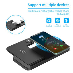 4-in-1 Foldable Desktop Mobile Phone Watch Earphones Wireless Charger, W33