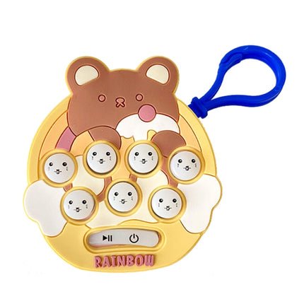 Cartoon Pattern Mini Palm Gaming Machine Play Mouse Electronic Lighting Decompressing Toy Keychain, Brown Bear, Carrot Rabbit