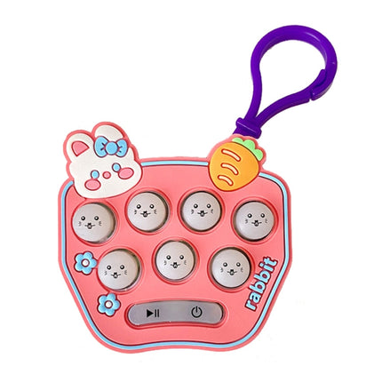 Cartoon Pattern Mini Palm Gaming Machine Play Mouse Electronic Lighting Decompressing Toy Keychain, Brown Bear, Carrot Rabbit