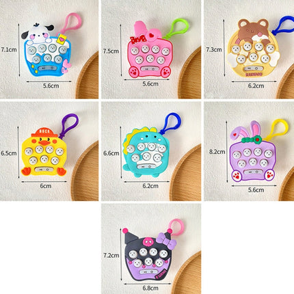 Cartoon Pattern Mini Palm Gaming Machine Play Mouse Electronic Lighting Decompressing Toy Keychain, Brown Bear, Carrot Rabbit
