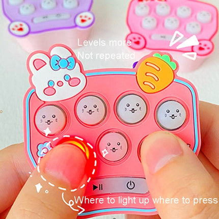 Cartoon Pattern Mini Palm Gaming Machine Play Mouse Electronic Lighting Decompressing Toy Keychain, Brown Bear, Carrot Rabbit