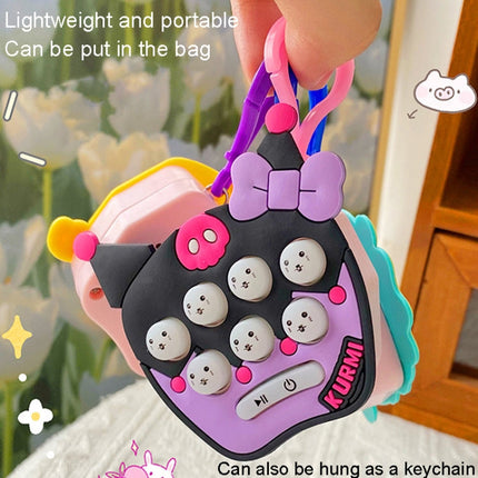 Cartoon Pattern Mini Palm Gaming Machine Play Mouse Electronic Lighting Decompressing Toy Keychain, Brown Bear, Carrot Rabbit