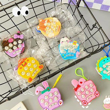Cartoon Pattern Mini Palm Gaming Machine Play Mouse Electronic Lighting Decompressing Toy Keychain, Brown Bear, Carrot Rabbit