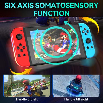 JOY-02 Gaming Left And Right Handle With RGB Lights Body Feel Bluetooth Gamepad For Switch / Switch OLED / Switch Pro / Switch Lite / Switch Joycon, Black, Grey