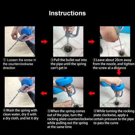 Steel Pipe Sewer Toilet Kitchen Sink Dredging Tool, 4m, 5m, 10m