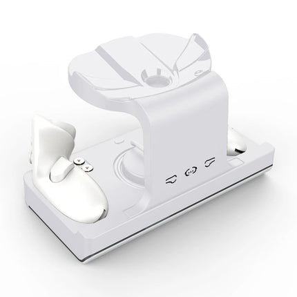 For Meta Quest 3 Headset Charging Base with Dazzle Lights VR Grip Charging Stand, White, Black