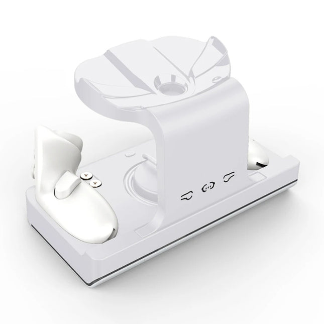 For Meta Quest 3 Headset Charging Base with Dazzle Lights VR Grip Charging Stand, White, Black