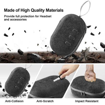 JYS-MQ018 For Apple Vision Pro / Meta Quest 3 VR Glasses Storage Bag Anti-fall and Anti-scrape Portable Bag, Black, Grey