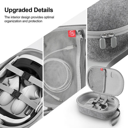 JYS-MQ018 For Apple Vision Pro / Meta Quest 3 VR Glasses Storage Bag Anti-fall and Anti-scrape Portable Bag, Black, Grey