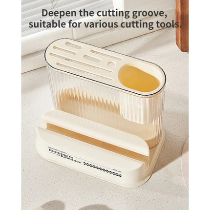 Cream Style Kitchen Storage Rack Knife Holder Chopping Board, Pot Lid Rack, Knife Rack, 2 In 1
