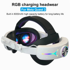 For Meta Quest 3 USB Rechargeable RGB Lighting Effect Adjustable Foldable Headset