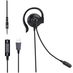 SOYTO SY227 Single-side Operator Ear Hook Headset Corded Computer Headset, Separation USB Wire Control