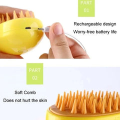 Mango Pet Electrical Spray Massage Comb Hair Removal Cleaning Grooming Brush For Cats And Dogs, Mango Yellow, Mango Green
