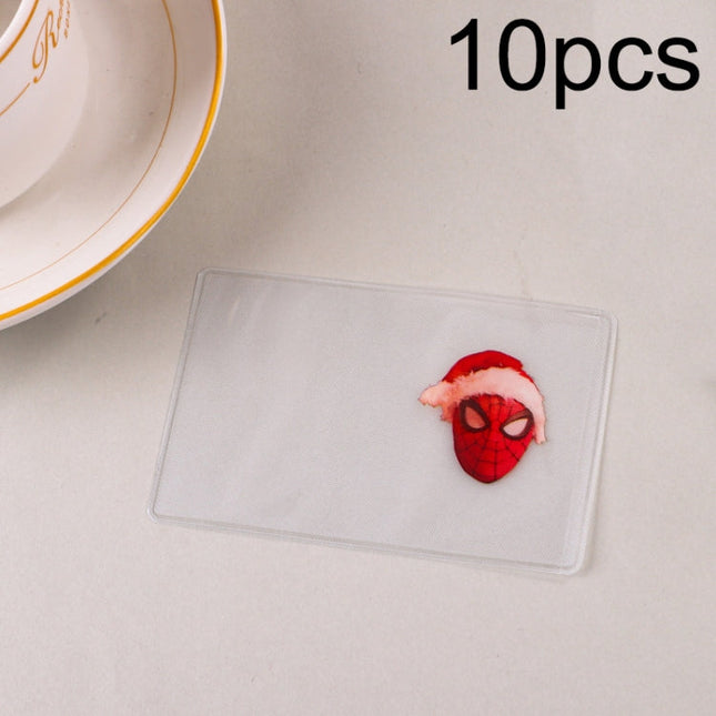 10pcs Transparent Antimagnetic Spoof Avatar ID Card Cover, Ultraman, Spider-Man, Black, Purple, Sakura, Batman