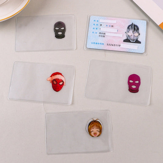 10pcs Transparent Antimagnetic Spoof Avatar ID Card Cover, Ultraman, Spider-Man, Black, Purple, Sakura, Batman