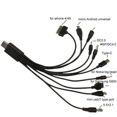 10 In 1 Multifunction USB Charging Cable For IPhone / PSP / Camera / Nokia / HTC / LG / Samsung