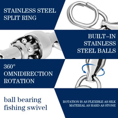 5pcs /Pack PROBEROS DAC006 Lure Baits 8-Type Rings Connector High-Speed Bearing Swivel Oval Pin Fishing Gear Accessories, 22mm, 25mm, 30mm