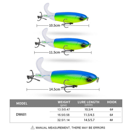 PROBEROS DW601 360 Degree Rotating Propeller Lures Topwater Tethered Tractor Floating Fake Fish Bait