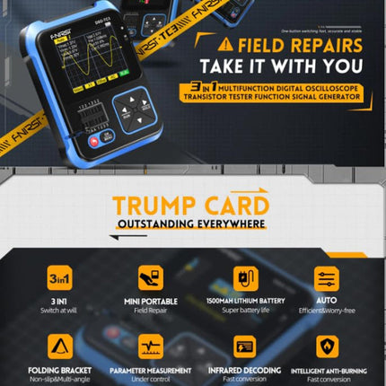 FNIRSI 3 In 1 Handheld Digital Oscilloscope LCR Transistor Tester, DSO-TC3 Standard, DSO-TC3 Upgrade