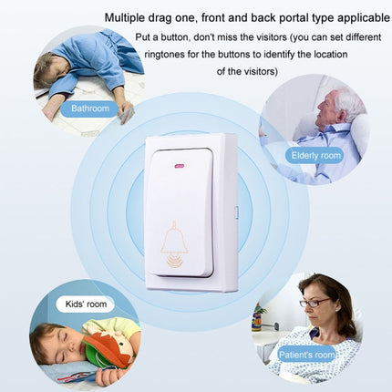 Flash Wireless Home Doorbell Self-Generated Smart Remote Control Doorbell Without Batteries, 2 For 1 Blue