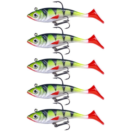 5pcs /Pack HENGJIA SO071 T-Tail Lead Fishing Lure Lua Fishing Soft Bait, 8.5cm 10.6g