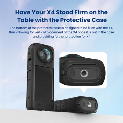 For Insta360 X4 AMagisn Silicone Protective Cover, Body Case + Lens Cover Black, Body Case + Lens Cover Gray, Body Case Black, Body Case Gray, Lens Cover Black, Lens Cover Gray