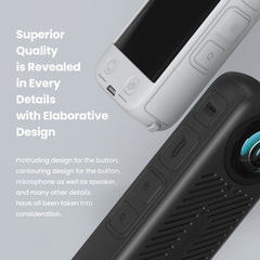 For Insta360 X4 AMagisn Silicone Protective Cover, Body Case + Lens Cover Black, Lens Cover Gray