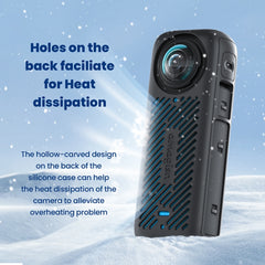 For Insta360 X4 AMagisn Silicone Protective Cover, Body Case + Lens Cover Black, Lens Cover Gray