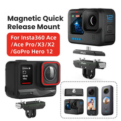AMagisn Metal Magnetic Quick Release + Top Cover, For Insta360 Ace / Ace Pro / X5 / X3 / X2 / GoPro HERO12 Black, Metal+Top Cover
