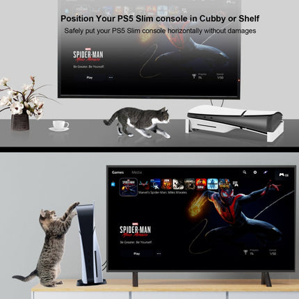 For PS5 Slim JYS-P5189 Console Horizontal Placement Stand Digital / Optical Drive Version Universal Storage Mount, Black, White, Transparent