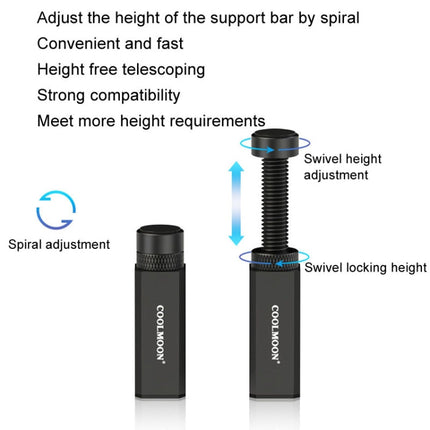 COOLMOON Graphics Card Stand Desktop Computer Graphics Card Vertical Top Support Bracket Screw Telescopic Support Rods, 2.8-5cm (Black), 2.8-5cm (Silver), 5-8cm (Black), 5-8cm (Silver), 7.5-12cm (Black), 7.5-12cm (Silver)
