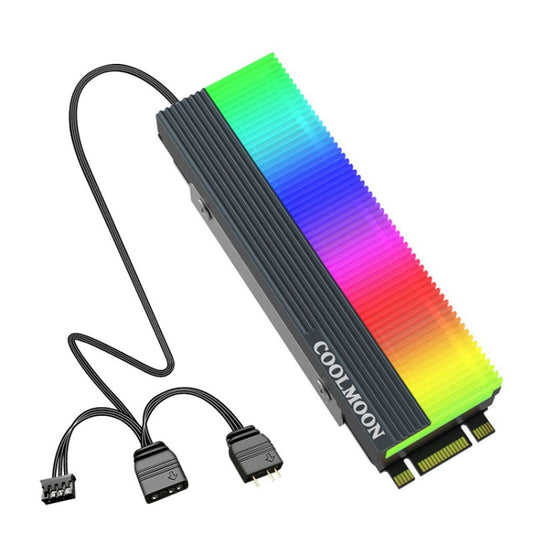 COOLMOON CM-M2A M.2 2280 Solid State Drive Cooler 5V ARGB Hard Drive Heatsink, CM-M2A