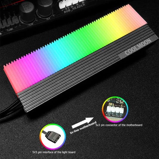 COOLMOON CM-M2A M.2 2280 Solid State Drive Cooler 5V ARGB Hard Drive Heatsink, CM-M2A
