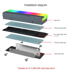 COOLMOON CM-M2A M.2 2280 Solid State Drive Cooler 5V ARGB Hard Drive Heatsink, CM-M2A