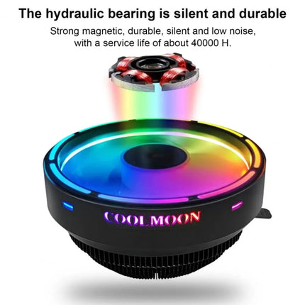COOLMOON CPU Cooler Desktop Computer Auto Color Change Multi-Platform Mute Cooling Fan, CM-BF-RGB