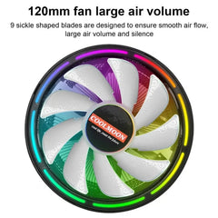 COOLMOON CPU Cooler Desktop Computer Auto Color Change Multi-Platform Mute Cooling Fan, CM-BF-RGB